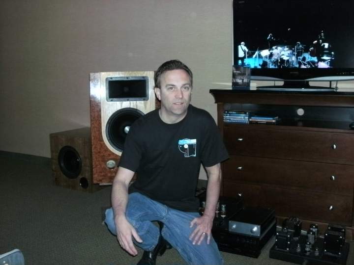 Pi Speakers, Wayne Parham. These speakers have a very deep, very wide soundstage. Source was Blu-Ray. Wayne said he uses the subs to even out the room modes. They were very subtle.