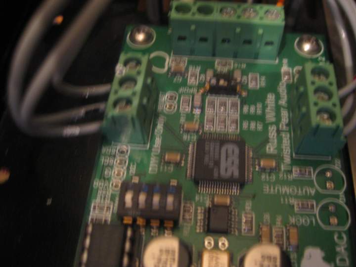 Shows the connect wires from the DAC. All wires on the DAC board were left as Gary had them.