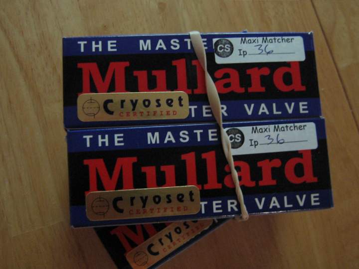 matched quad set of Mullards, cryo-treated.
I got them from Ron at cryoset.com