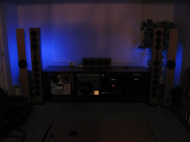 The Toy Room at night with the blue neons on.