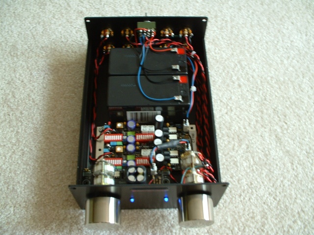 Top view of Red Wine Audio battery powered DACT preamp with phono stage