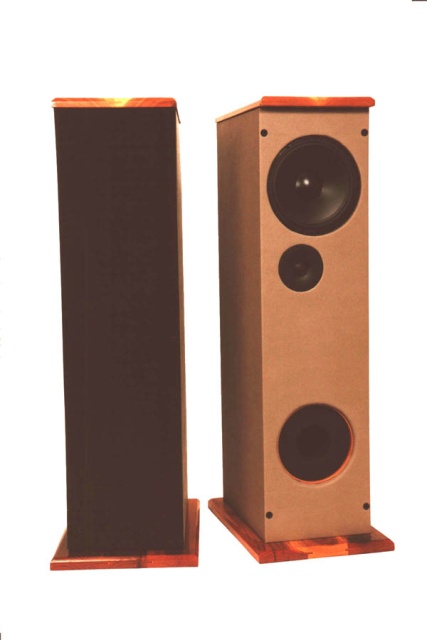 My First DIY Audio Project
Loudspeakers wrapped in
faux leather. Redwood base,
Yellow Pine top.
From The Sound Clearing House.