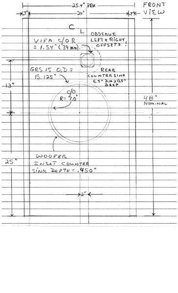 Ultra OB baffle front view in B&W 