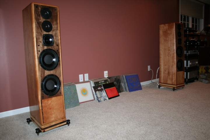 DA 1.1 loudspeakers with maple bases and outriggers