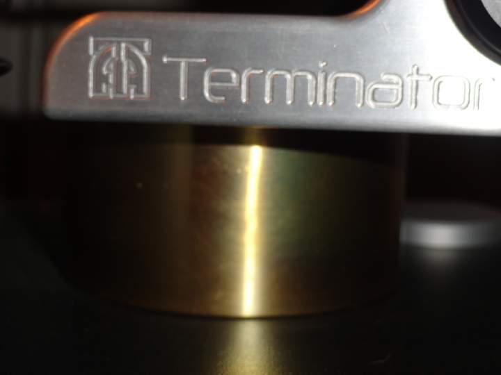 Custom brass mounting base for Trans-Fi Terminator
designed for VPI Scout