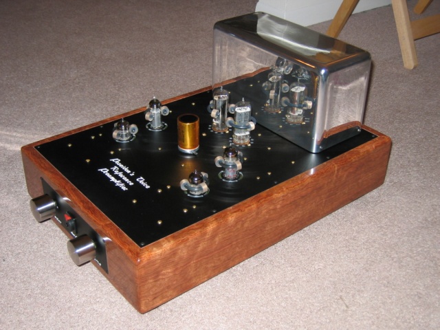 Poseidons Voice Reference preamplifier in African Bubinga (portrait view)
