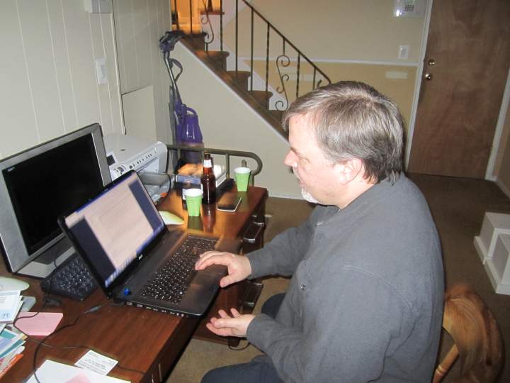 Mike at the computer