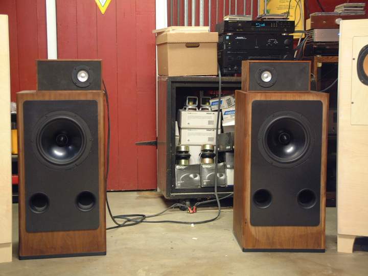 Bass bins with small Mark Audio's on top.
