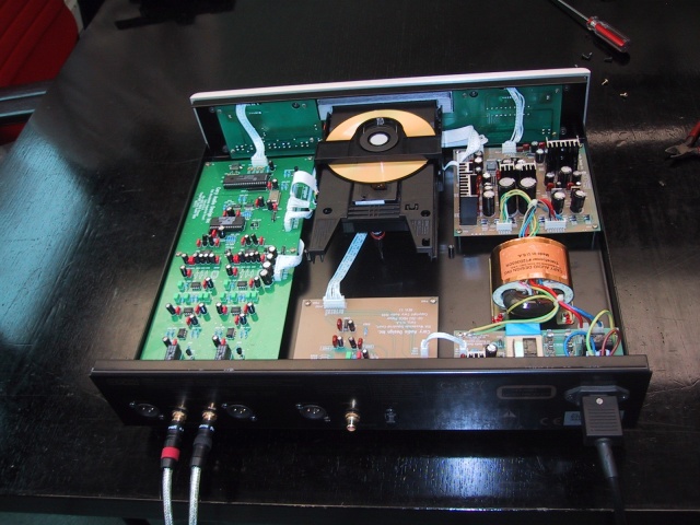 Rear view. Power supply on right side of picture, analog signal board on left side of picture, digital output board in middle front