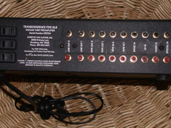 Van Alstine Transcendence Five SLR (rear) inputs