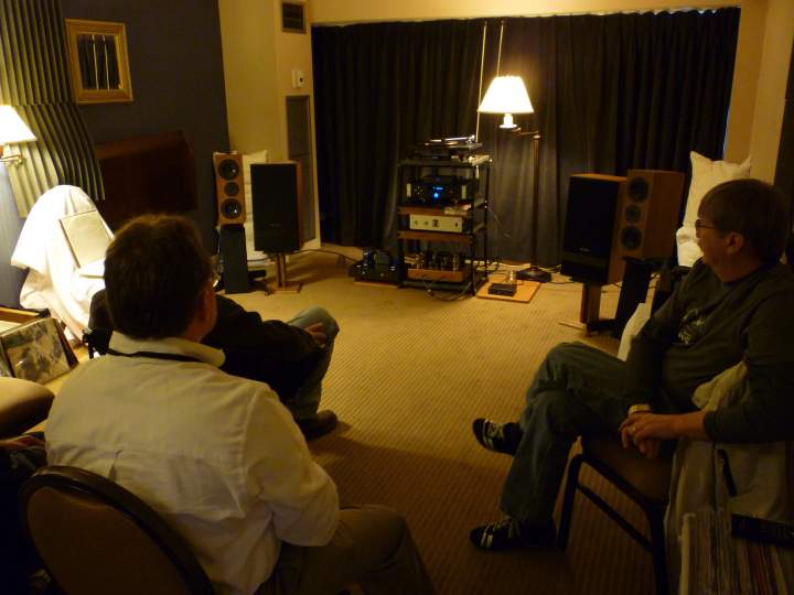 Roadrider 100's room at AKFest 2012. This was a very nice sounding room with Fritz loudspeakers, homebrew tube amp, Transcendent Sound Grounded Grid Preamp, Emotiva CD player and (I think) Cambridge DAC.