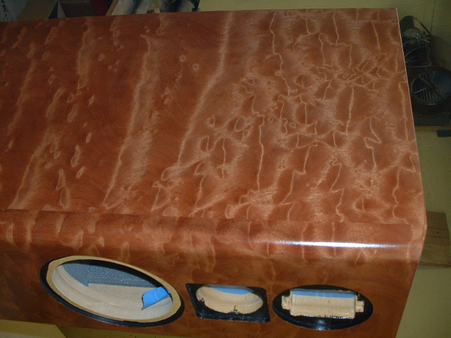 Chalcedony's in quilted Makore - detail in progress