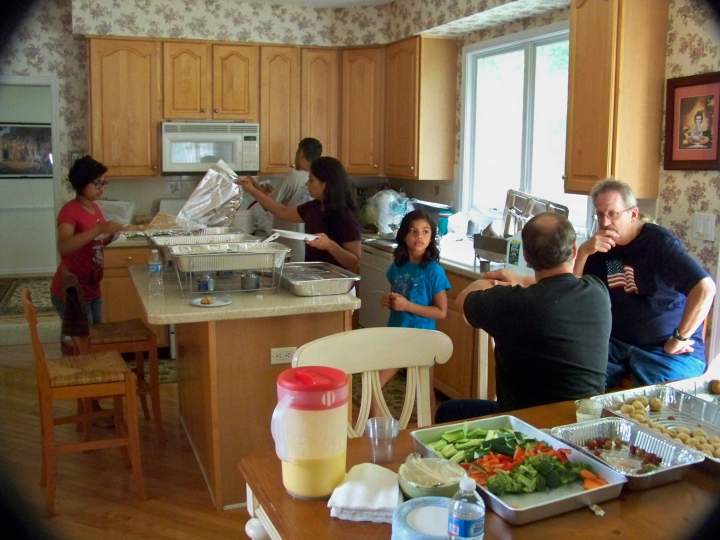 Deepak's lovely family preparing lunch while Wolfy and Pumkinman 