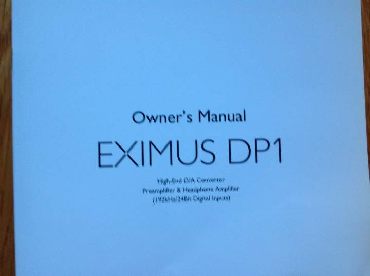 Eximus DP1 DAC world class manual