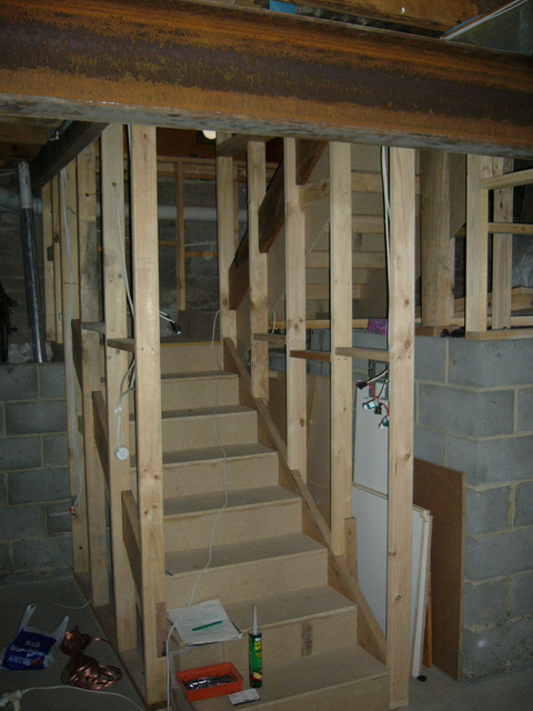 ripped the laundry out, in with the stairs