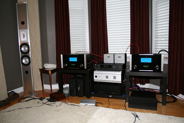 Gear - From left to right to bottom, then right: 
Piega P5 Limited, McIntosh 501, CI Audio D 200's on top of Butler 2250 and that's on top of my Audio PC, and to the right of the PC is the BPT 2.o sig.