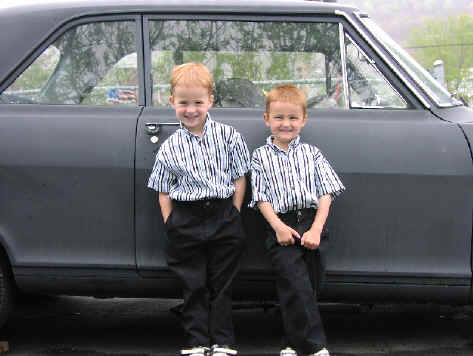 My twin boys with my 64 Chevy II/Nova