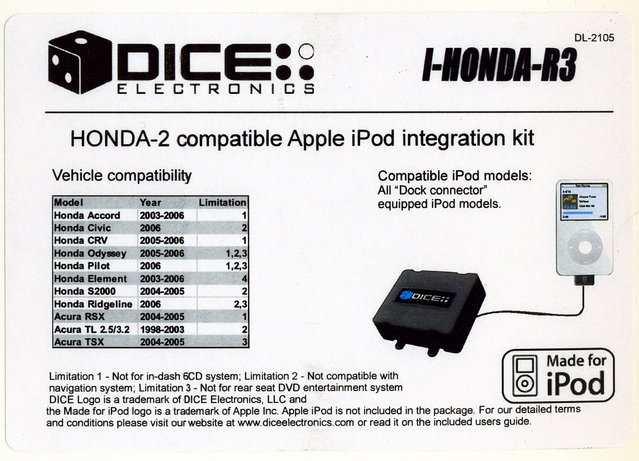 Dice Electronics I-Honda-R 3