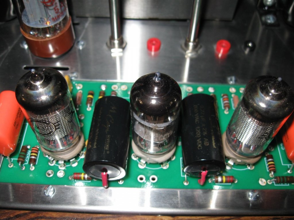 Triode Electronics input board PC3 with EF86 and 6922 tubes, Mundrof MCaps couplings.