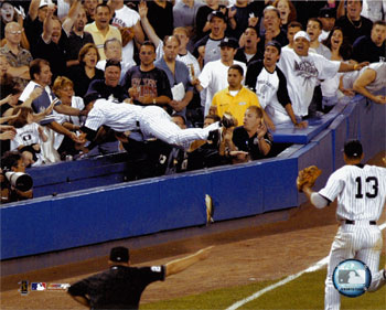 Derek Jeter diving into stands