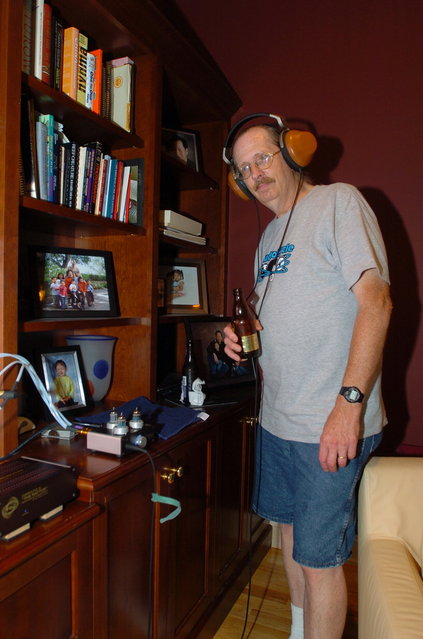 Chris listening to the Ray Samuels and Sony MZR-R10