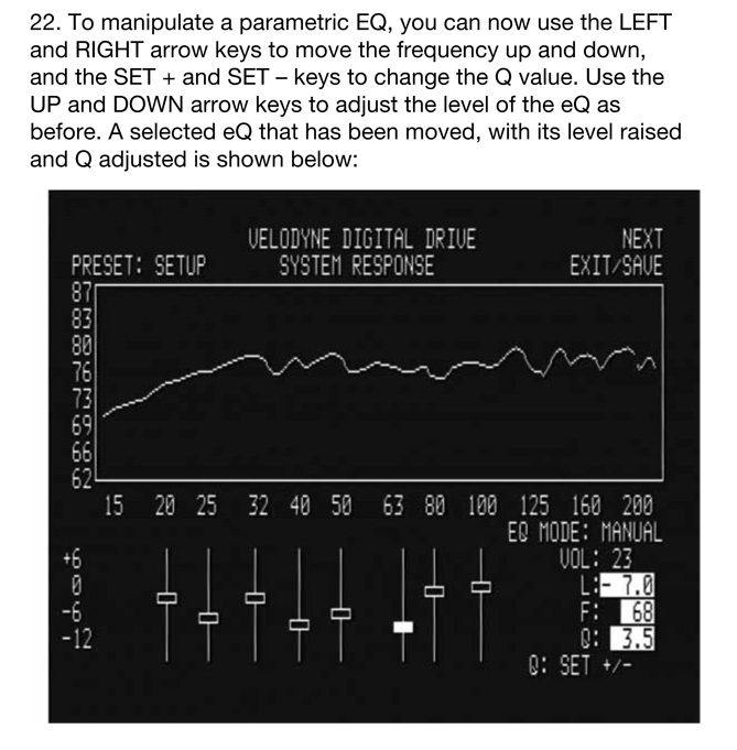 Velodyne Digital Drive 2.2 software - Parametric EQ screenshot