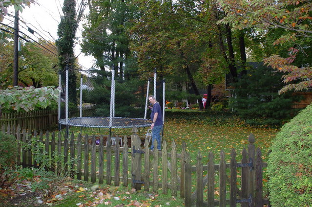 Trampoline in the backyard