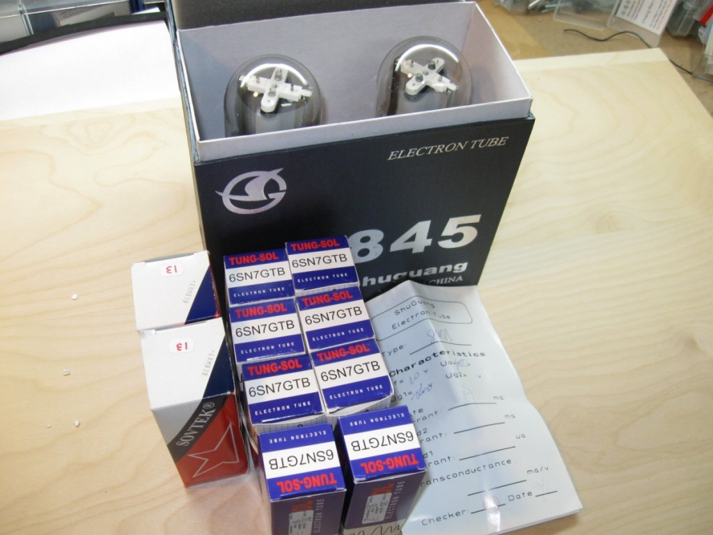 New spares tubes, 845B, 6L6wtx , 6SN7GTB.