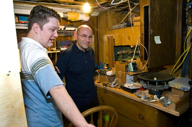 Down in the basement or the "Lab" I think Mark Maloof is having a "Eureka!" moment.