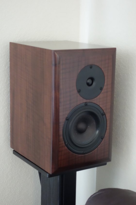 Salk Surround 1; Curly Walnut; without grill; note the Hiquphon dome tweeter.