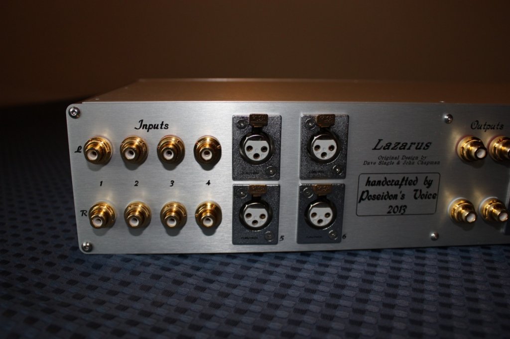 Closeup of Inputs. Connex RCA's. Furutech XLR's.