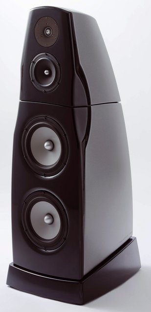 Electrocompaniet "The nordic tone" - model One. - All aluminum cabinet. Seas Drivers.
Engineering excellence from Norway!
And what a design statement it is!
A Adigo AS, Elart Metall AS and and Dr. Mike Newman effort.
Per Abrahamsen and Roar Moen etc.
All surfaces are curved, spherically so, this increases the stiffness several
hundred times versus flat panels. 
The Nordic Tone is the name of the loudspeakers 
produced by Electrocompaniet in Norway.
http: /www.soundstage 2.com/avtour 2008/he stand electrocompaniet.htm