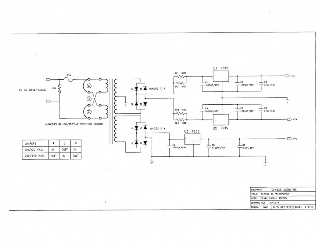 Classe 30 Preamp PSU schematic