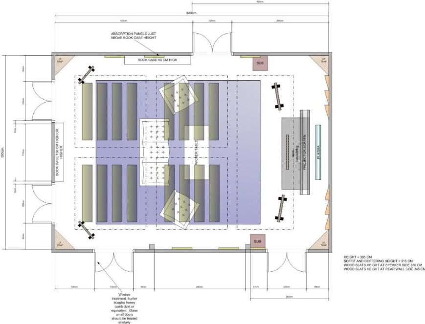 Room plan, designed by Rives Audio.
