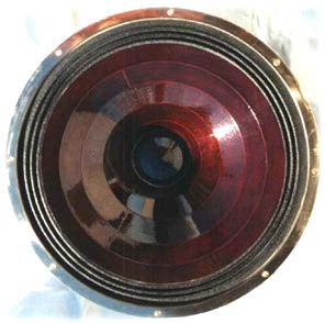Ennermoser 18 inch copperwoofer. - Cone closeup.
Laquered in Ennermoser C 37.
Integral part of the Archaeopteryx speaker.