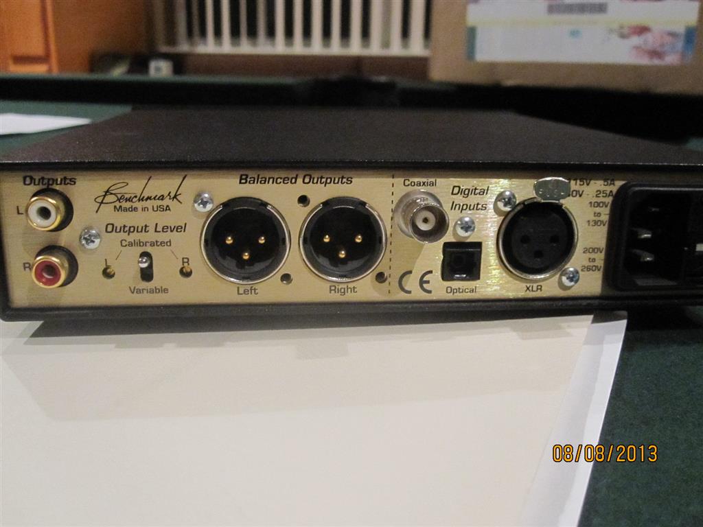 Rear view of Benchmark DAC1