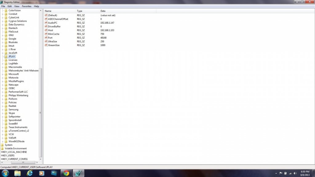 jplay regedit