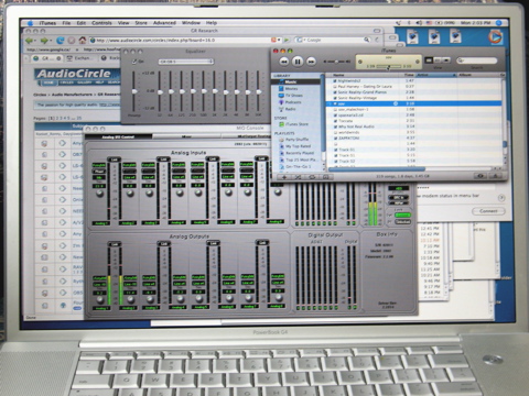 I-Tunes on Mac 17" Powerbook - I-Tunes driving Metric Halo.