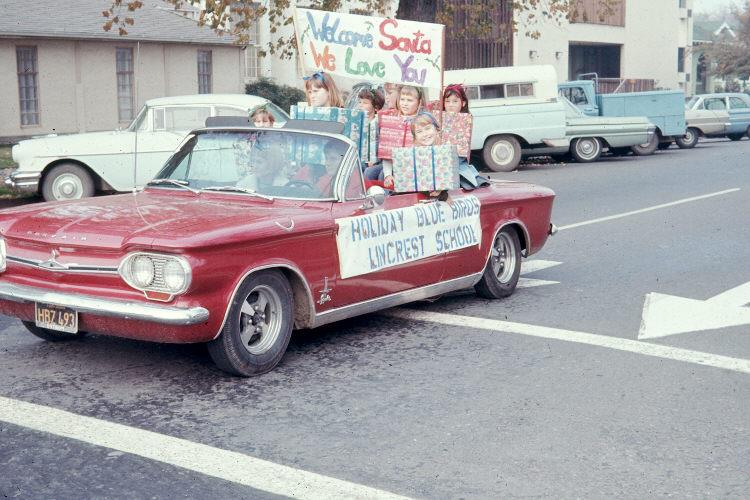 My, now wife, and I in the local Christmas parade....1968.