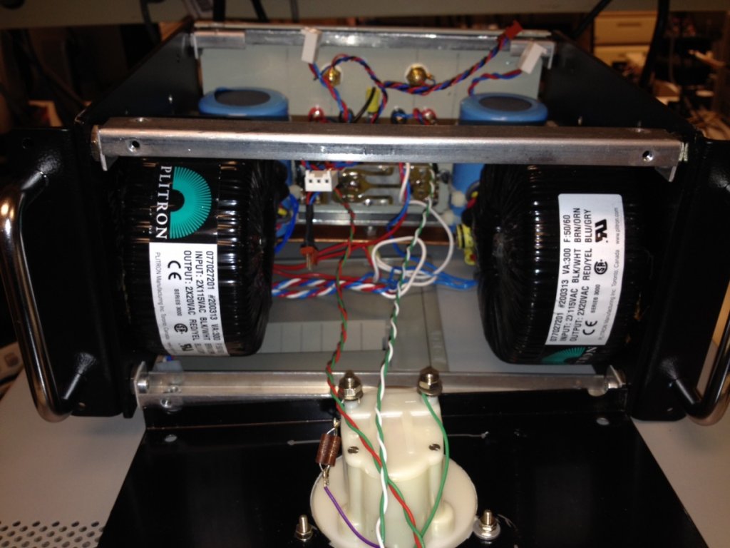linear supply showing closeup of power transformer