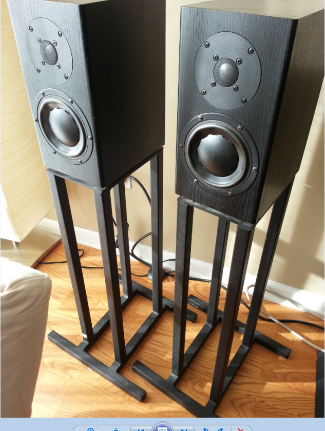 totem front with stands - both speakers visible