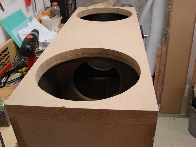 Sub front baffle, 2 x 0.75" glued togeter, quite tick