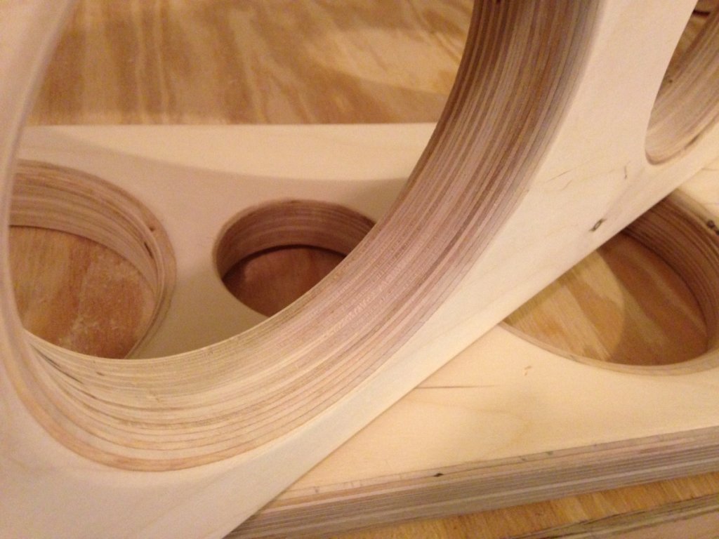 rounded and sanded upper woofer