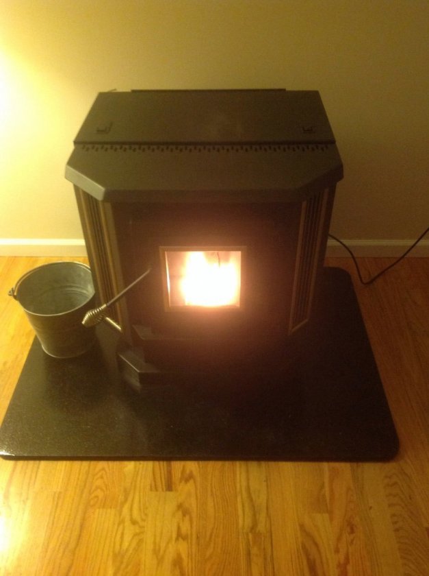 Wood pellet stove.....nice and warm