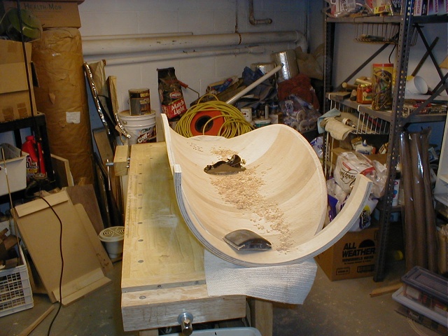 Hand planing to smooth the arc and fair the edge. This was my favorite part.