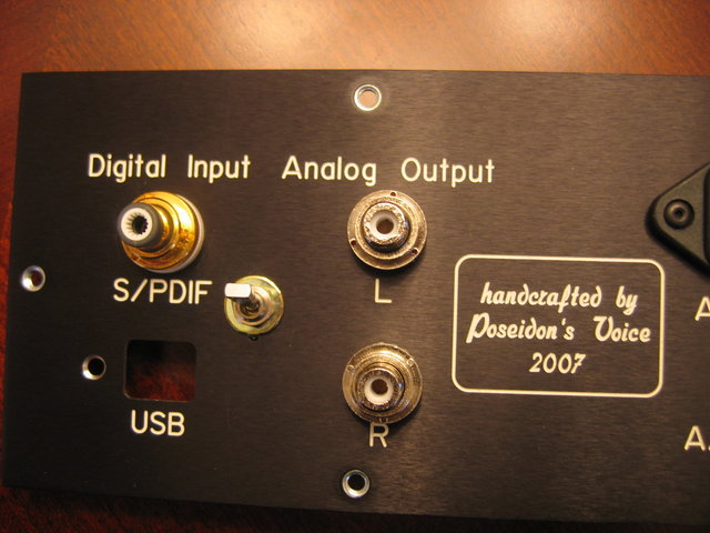 PV NOS-USB D/A Converter Rear panel - Digital input, Analog output