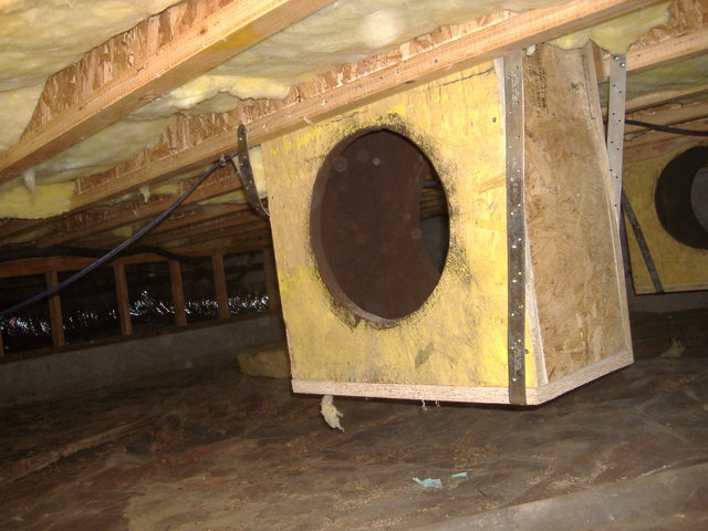 IB - Manifold mounted inbetween the floor joists with screws and Simpson straps.