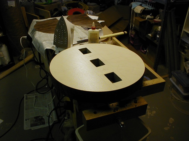 Top added. Veneer being applied.