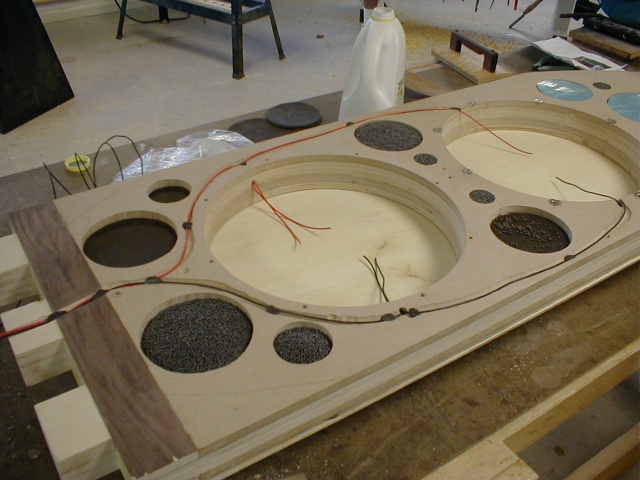 25 Lbs of lead shot fills the holes.