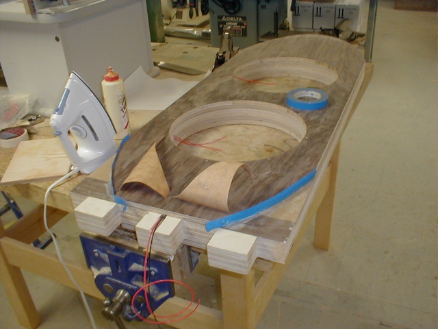 Baffle all glued up. Trim veneer being attached.